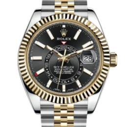 Rolex Sky Dweller 롤렉스 스카이 드웰러, 904L스틸 42mm 블랙 다이얼 18k 스틸 브레이슬릿 신형 Cal.9002 오토매틱 무브먼트