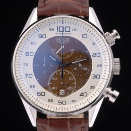 태그호이어 까레라 크로노그라프 화이트 브라운 다이얼 악어가죽밴드 (Tag Heuer Carrera Chronograph White dial)