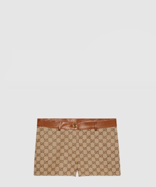 [GUCCI-구찌]레더 트리밍 디테일의 GG 캔버스 쇼츠 681154