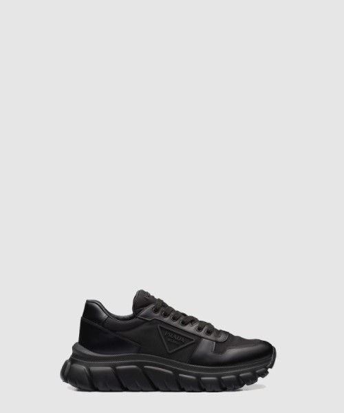 [PRADA-프라다]프라다 리나일론 및 브러쉬드 가죽 스니커즈 2EE366