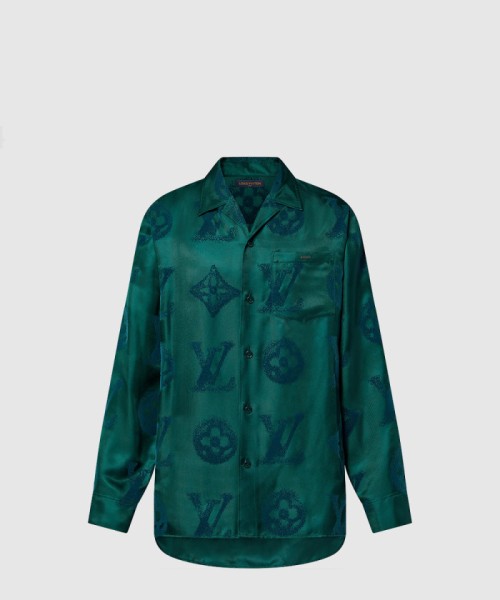 [LOUIS VUITTON-루이비통]모노그램 플록드 실크 롱 슬리브드 셔츠 1AFAWQ