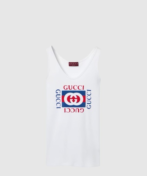 [GUCCI-구찌]티셔츠 프린트 디테일 코튼 골지 탱크탑 788770