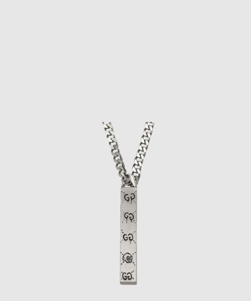 [GUCCI-구찌]고스트 바 펜던트실버 목걸이 455314
