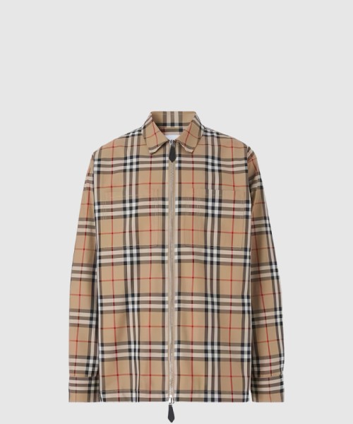 [BURBERRY-버버리]몬스터 그래픽 체크 코튼 지퍼 프런트 셔츠 80524691