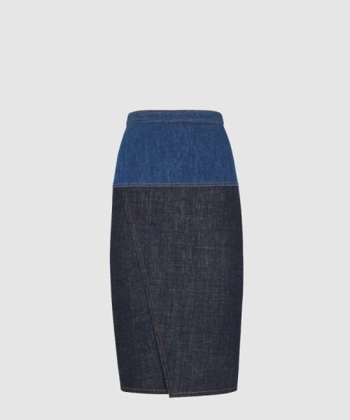 [FENDI-펜디]투톤 데님 스커트 FLQ588