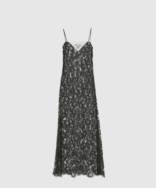 [PRADA-프라다]자수 장식 레이스 미디 드레스 P3H26C
