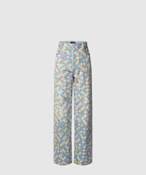 [LOUIS VUITTON-루이비통]다미에 데님 와이드 레그 팬츠 1AHBMI