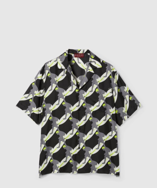 [GUCCI-구찌]프린트 실크 볼링 셔츠 824165