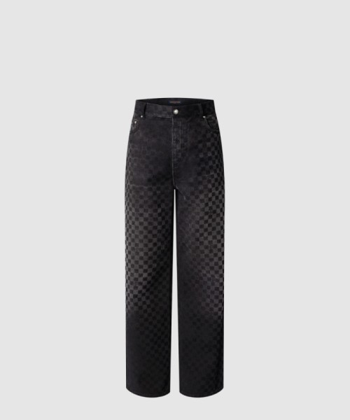 [LOUIS VUITTON-루이비통]플록드 다미에 데님 와이드 레그 팬츠 1AHBKQ