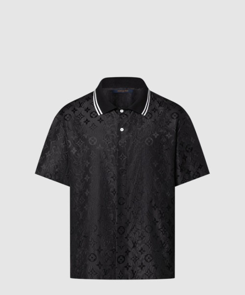 [LOUIS VUITTON-루이비통]모노그램 무아레 자카드 쇼트 슬리브드 실크 셔츠 1AGTP1
