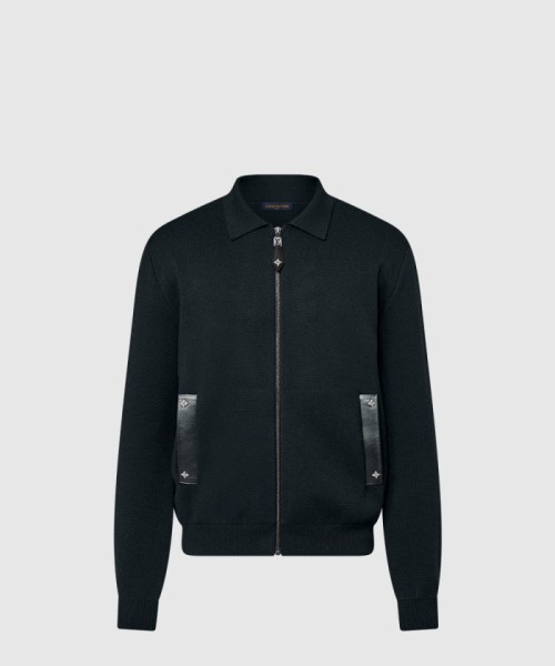 [LOUIS VUITTON-루이비통]니트 블루종 위드 레더 디테일 1AH349