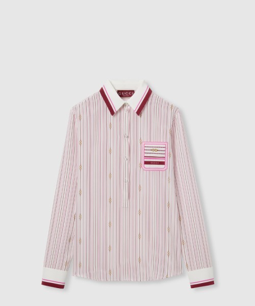 [GUCCI-구찌]프린트 멀버리 실크 셔츠 818456
