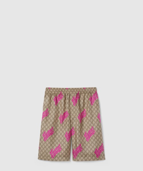 [GUCCI-구찌]프린트 트윌 멀버리 실크 쇼츠 810782