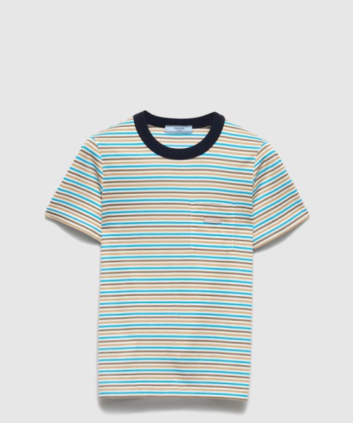 [PRADA-프라다]스트라이프 라일 코튼 티셔츠 39605